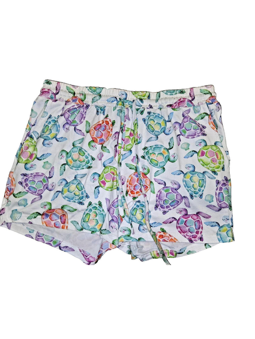 Womens OH So cute Turtle Colorful Stretchy XL Shorts Bottoms Travel Beach